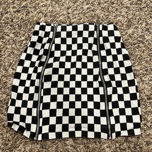 Black and white checkered skirt